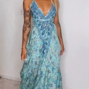 Elegant Blue Halter Maxi Dress